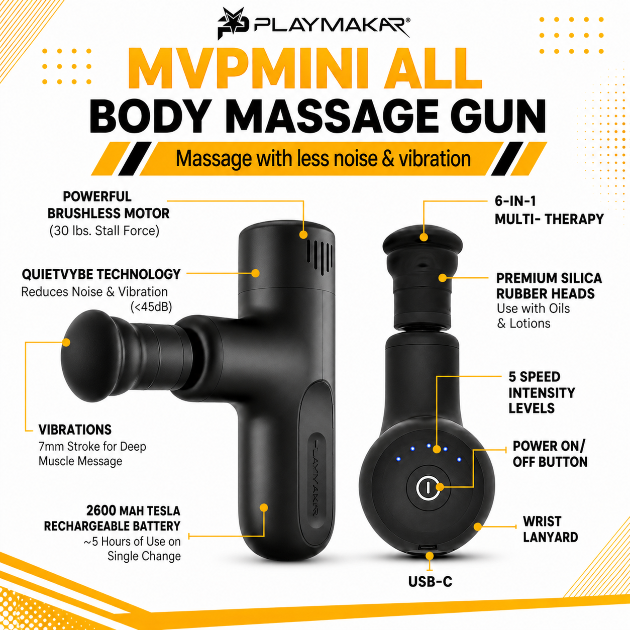mini Percussion Massage System Vibration Silicone Heads Impact Control Device