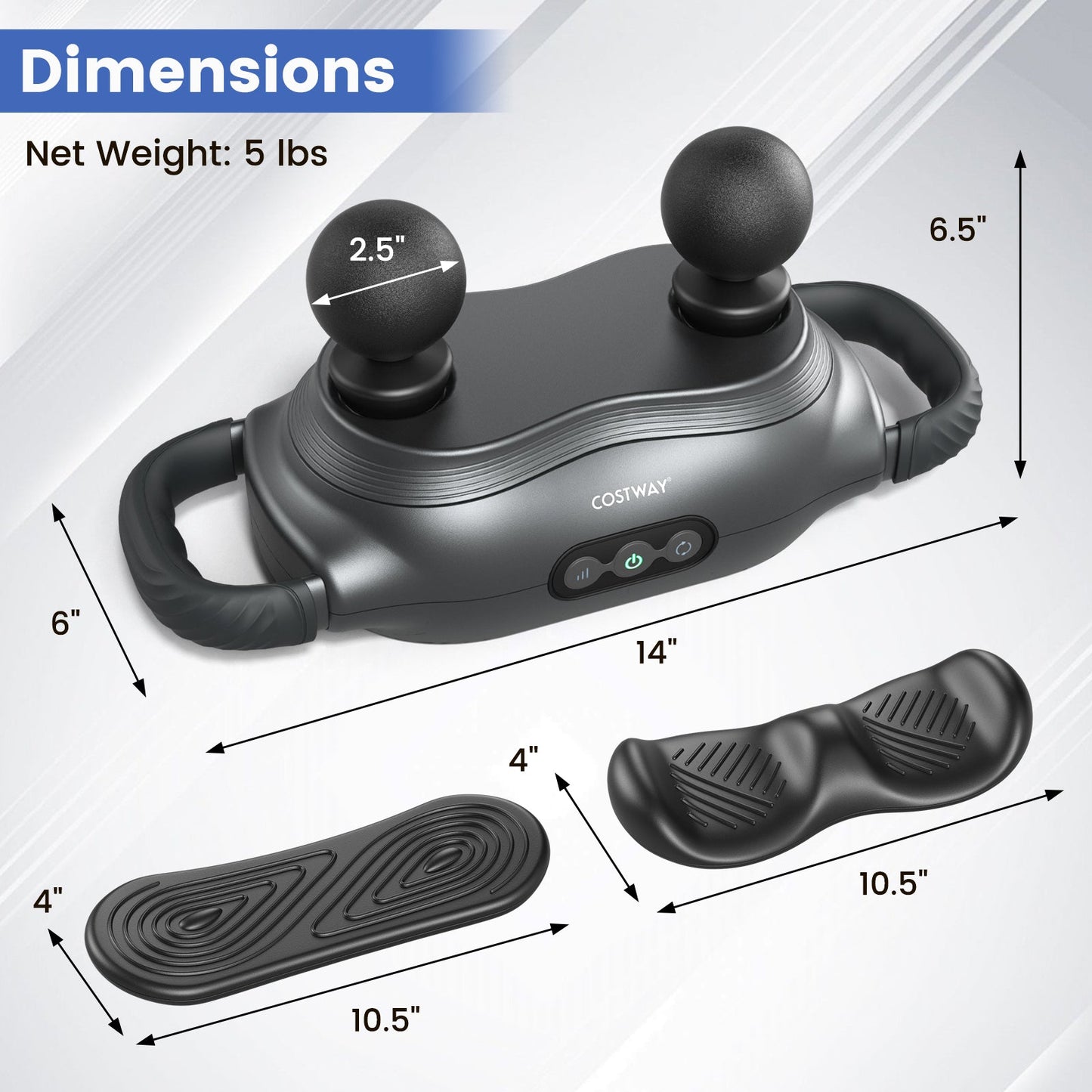 Deep Tissue Massage Gun with 3 Heads 3 Modes Black