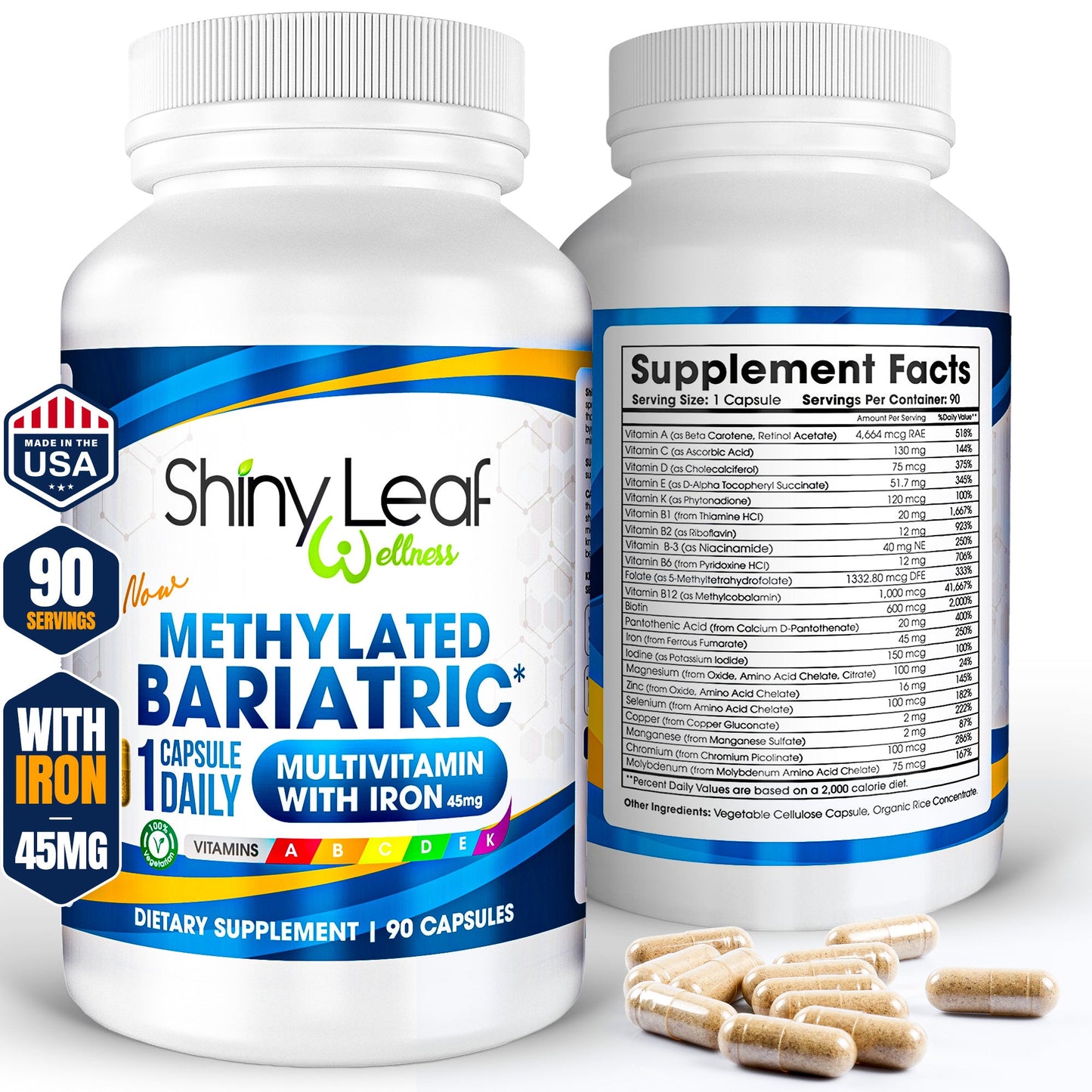 Methylated Bariatric Multivitamin with 45mg Iron One Daily Capsule