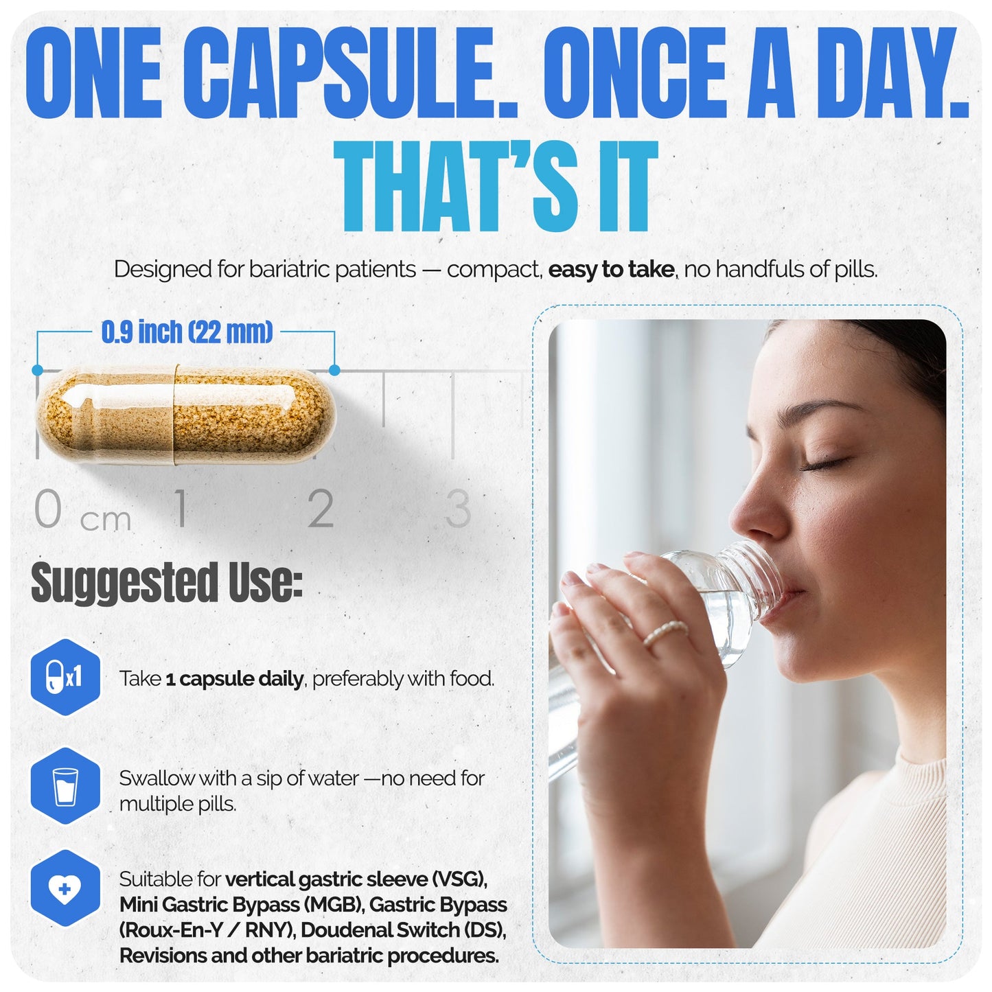 Methylated Bariatric Multivitamin with 45mg Iron One Daily Capsule
