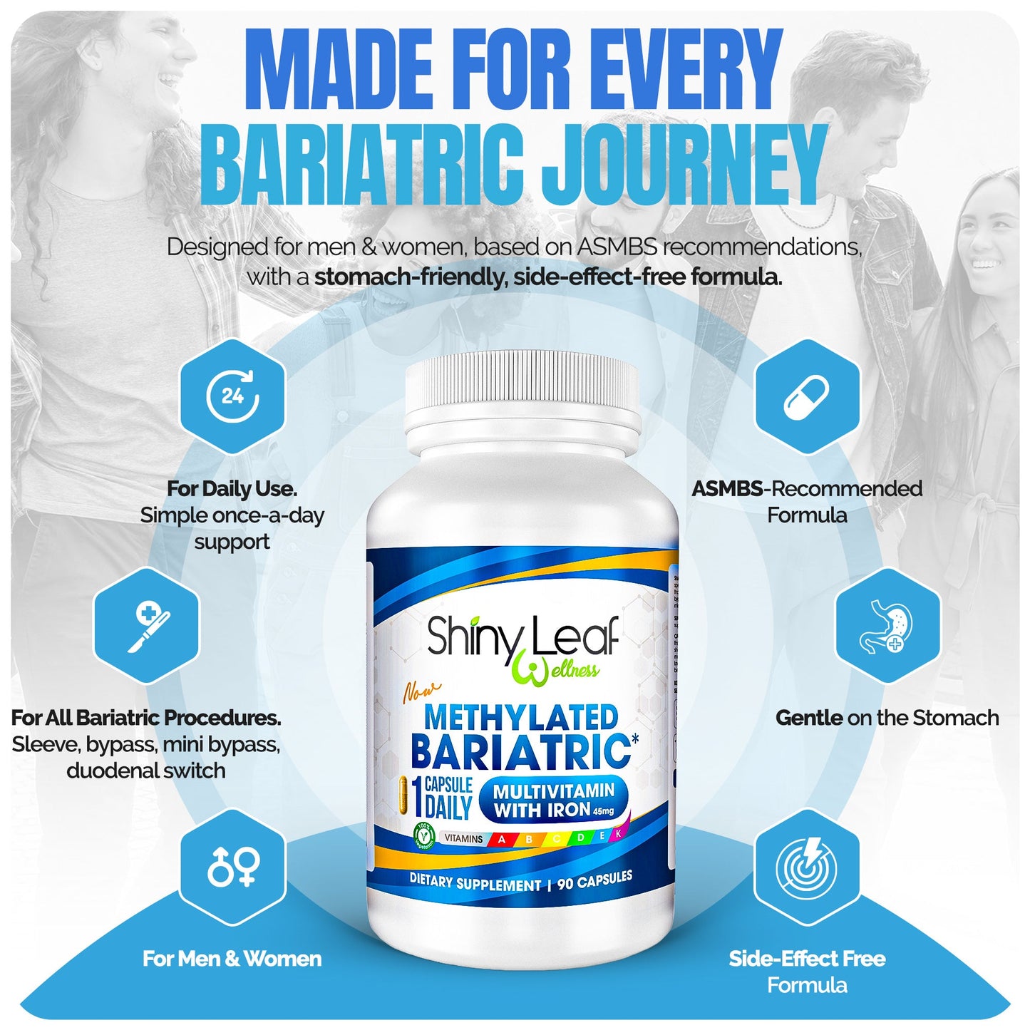 Methylated Bariatric Multivitamin with 45mg Iron One Daily Capsule