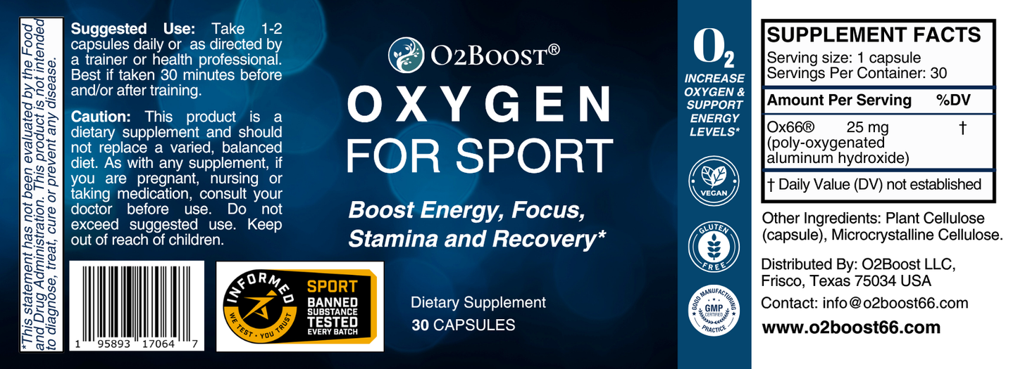 Oxygen Sport Supplement Energy Performance Endurance Fitness Support