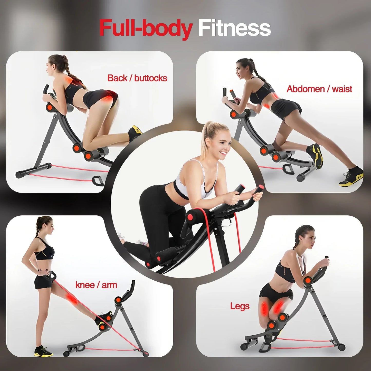 Foldable Ab Machine Core Trainer with LCD Display 440lbs Capacity
