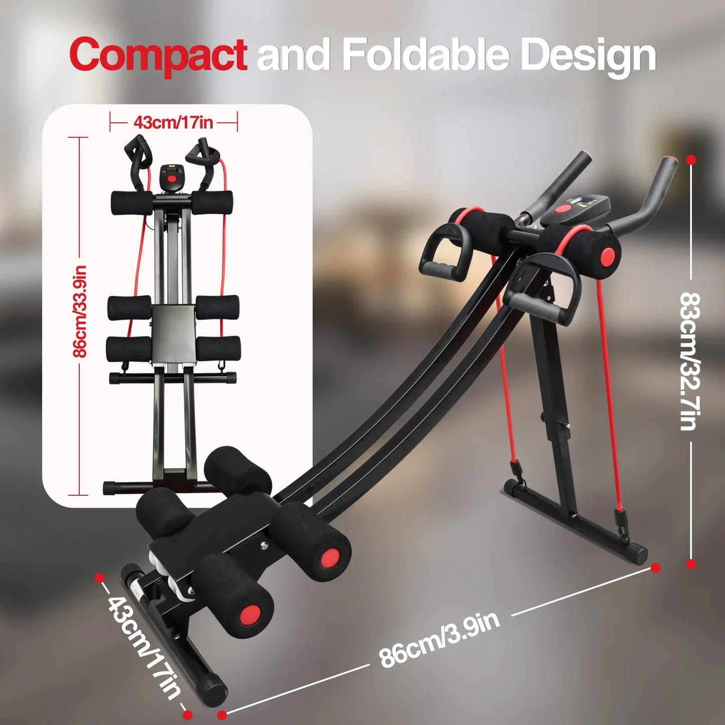 Foldable Ab Machine Core Trainer with LCD Display 440lbs Capacity