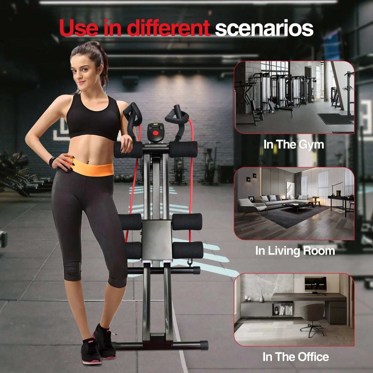 Foldable Ab Machine Core Trainer with LCD Display 440lbs Capacity