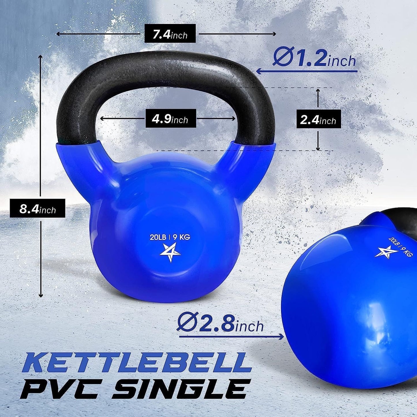 Vinyl Coated Cast Iron Kettlebell 5–100LB Home Strength Training
