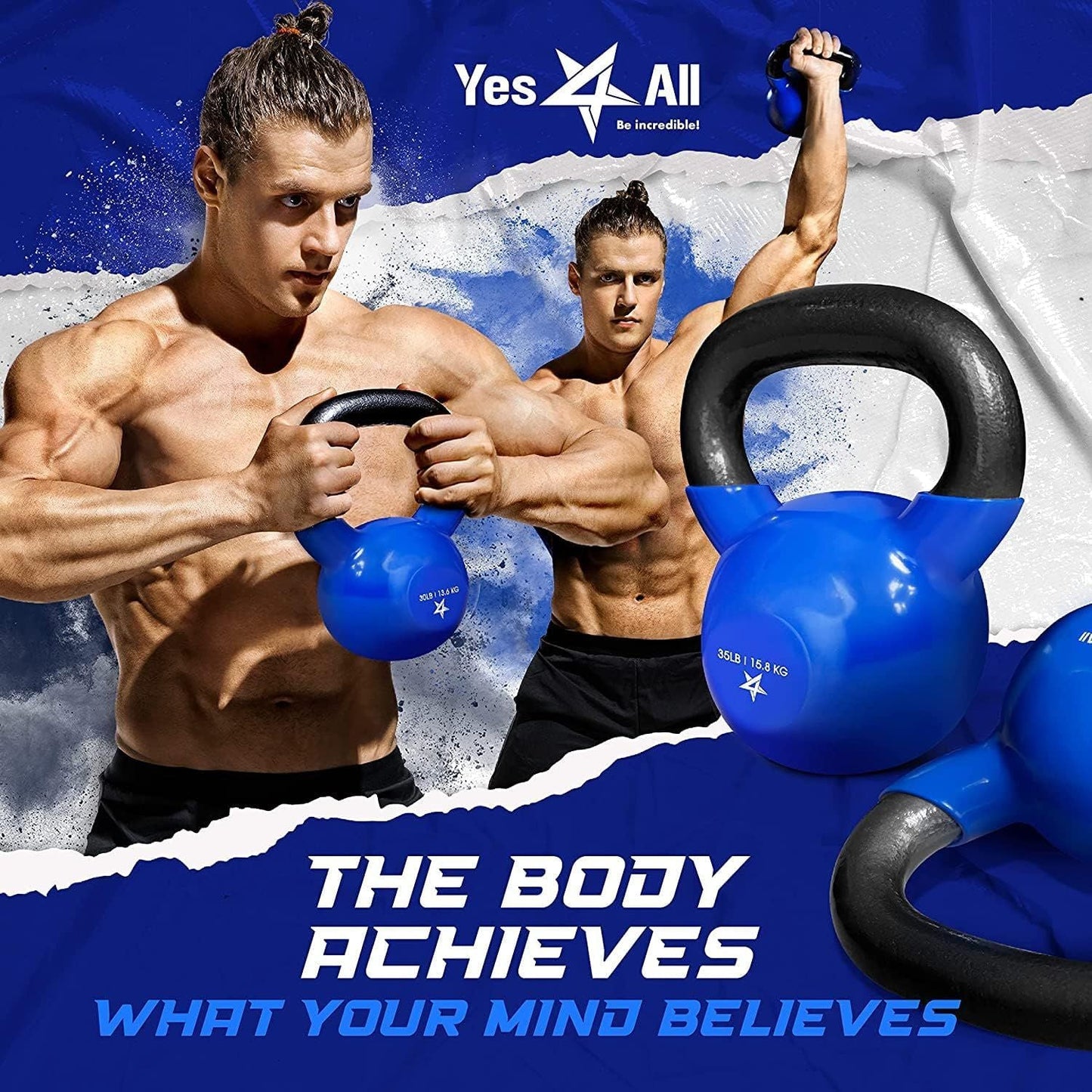 Vinyl Coated Cast Iron Kettlebell 5–100LB Home Strength Training