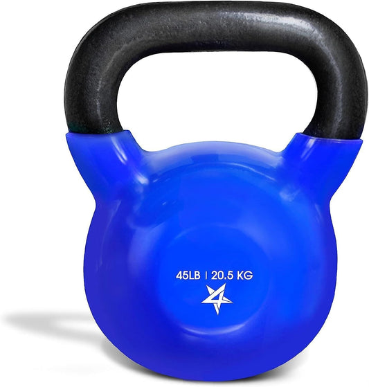 Vinyl Coated Cast Iron Kettlebell 5–100LB Home Strength Training