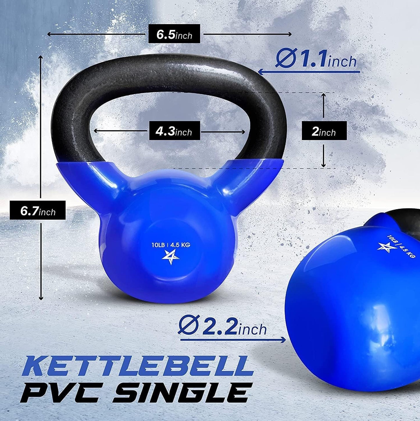 Vinyl Coated Cast Iron Kettlebell 5–100LB Home Strength Training
