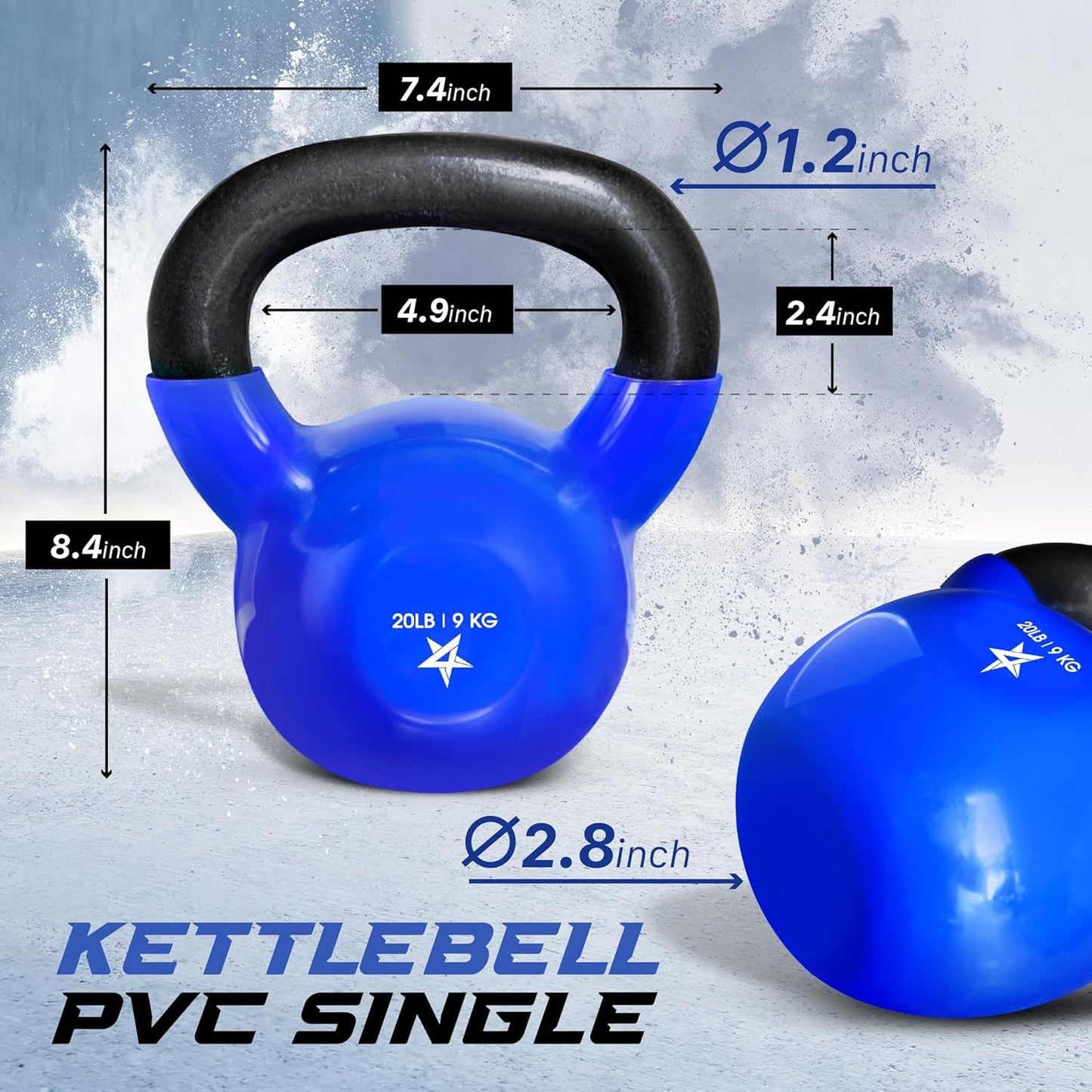 Vinyl Coated Cast Iron Kettlebell 5–100LB Home Strength Training