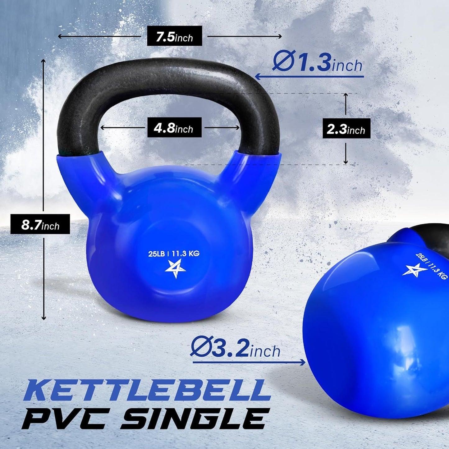 Vinyl Coated Cast Iron Kettlebell 5–100LB Home Strength Training