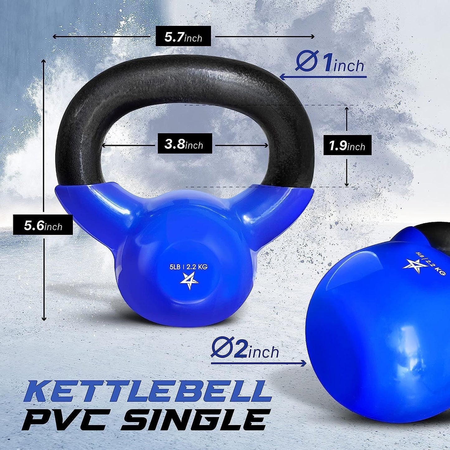 Vinyl Coated Cast Iron Kettlebell 5–100LB Home Strength Training