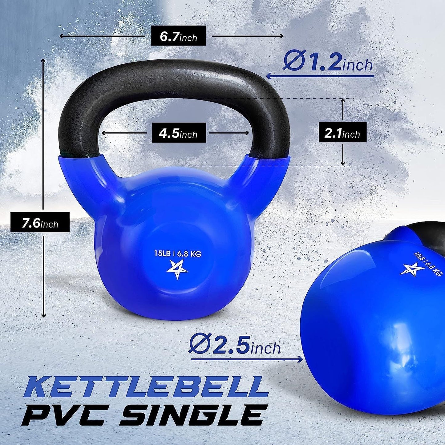 Vinyl Coated Cast Iron Kettlebell 5–100LB Home Strength Training