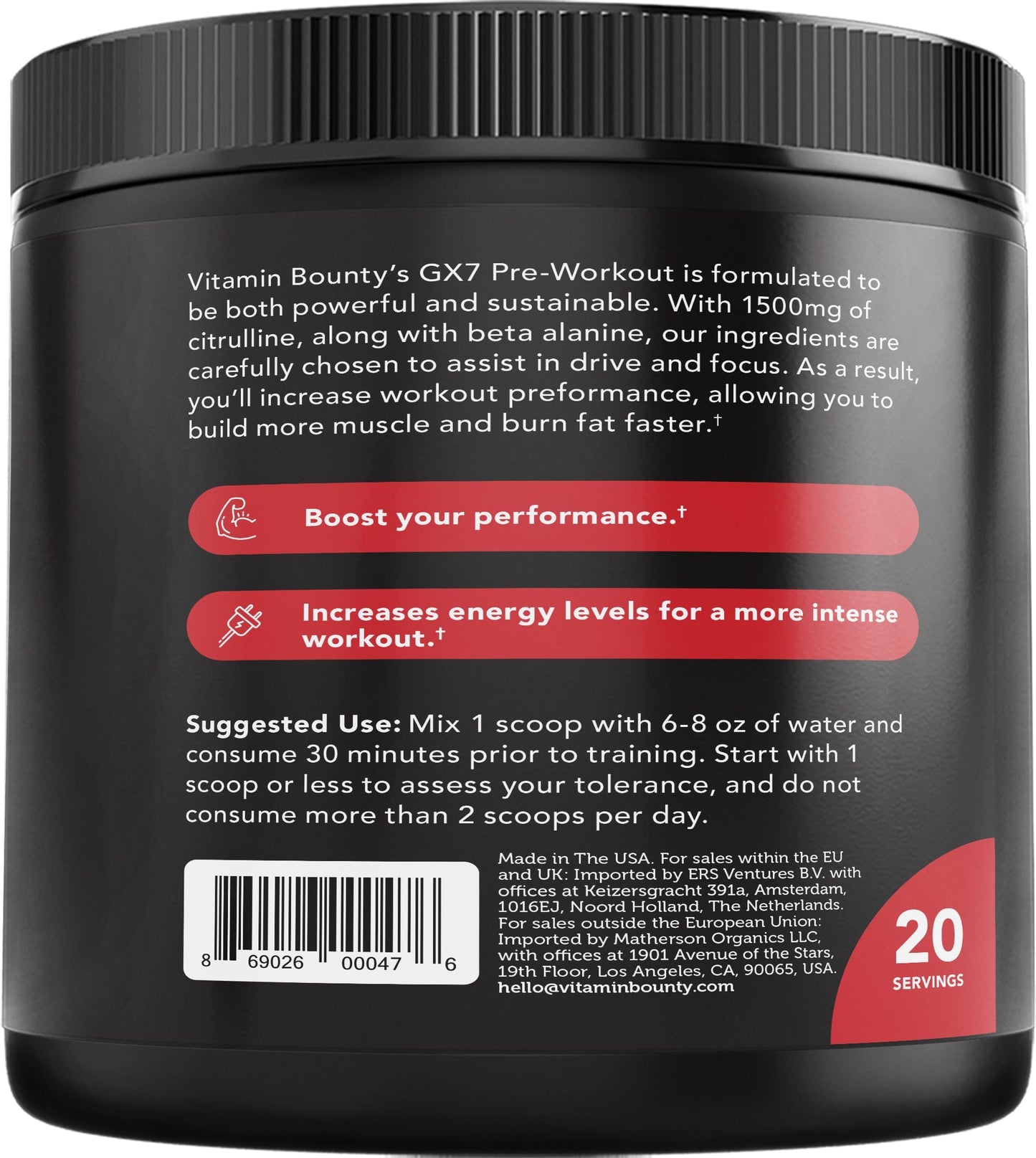Pre Workout Watermelon Flavor Energy Focus Performance Booster