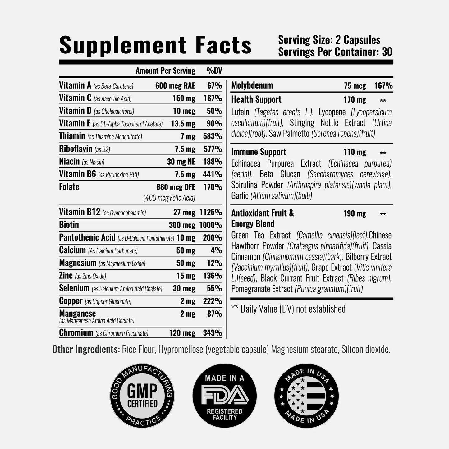 NutriMax Essentials Advanced Daily Multivitamin Health Wellness Support Formula